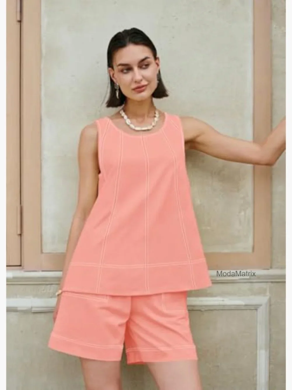 Sleeveless Tank Top and Shorts Matching Set with Pockets Loose Fit